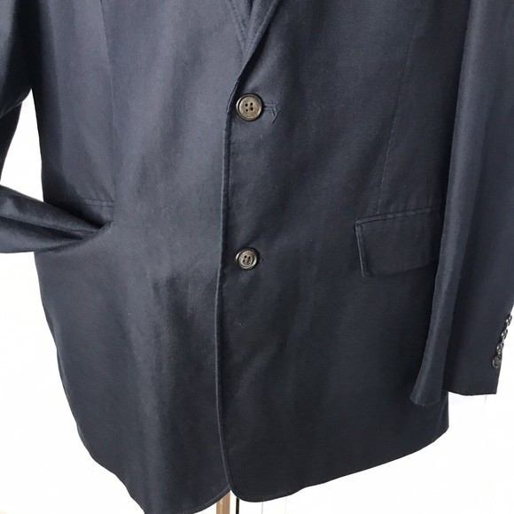 Saddlebred Men's Two Button Navy Blue Blazer Cotton Sport Coat Jacket Size 42L - Picture 9 of 13